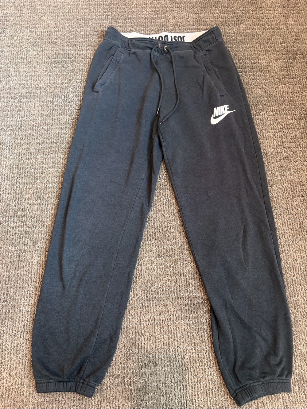 Nike Flip Down Just Do It Waistband Fleece Jogger Sweatpants Black XS EUC